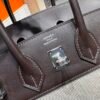 Sac Birkin 25CM Toile CK46 Ebene Swift Leather : Canvas Silver Hardware French Handmade Perfect Quality 09 Sac Birkin 25CM Toile CK46 Ebene Swift Leather / Canvas Silver Hardware French Handmade Perfect Quality